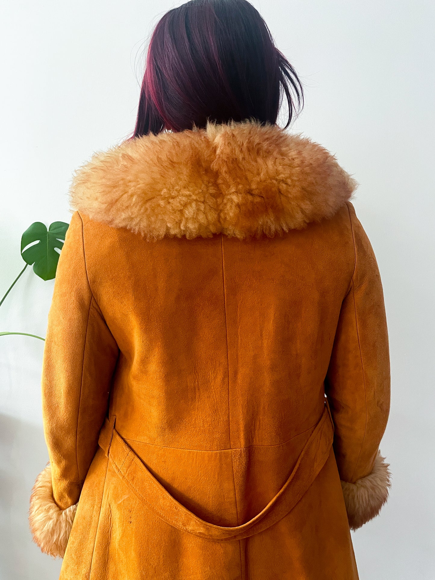 1970s Vintage Butterscotch Suede & Shearling Penny Lane Afghan Coat