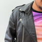 1990s Vintage Fox Run Black Studded Leather Motorcycle Jacket