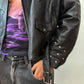 1990s Vintage Fox Run Black Studded Leather Motorcycle Jacket