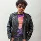 1990s Vintage Fox Run Black Studded Leather Motorcycle Jacket