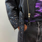 1990s Vintage Fox Run Black Studded Leather Motorcycle Jacket