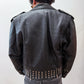 1990s Vintage Fox Run Black Studded Leather Motorcycle Jacket
