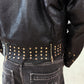 1990s Vintage Fox Run Black Studded Leather Motorcycle Jacket