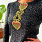 2000s Y2K Vintage Sequinned Golden Hearts Blouse
