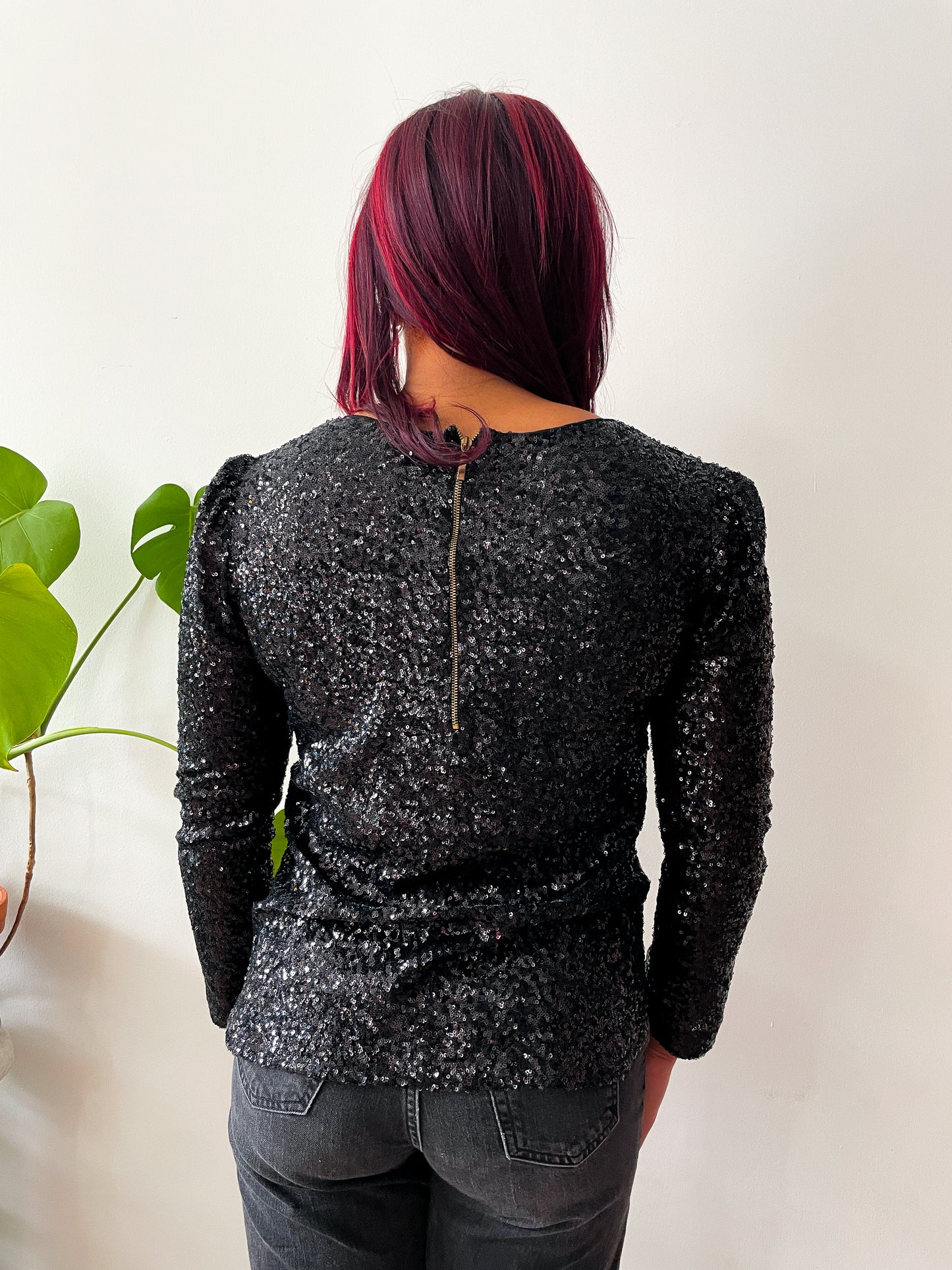 2000s Y2K Vintage Sequinned Golden Hearts Blouse