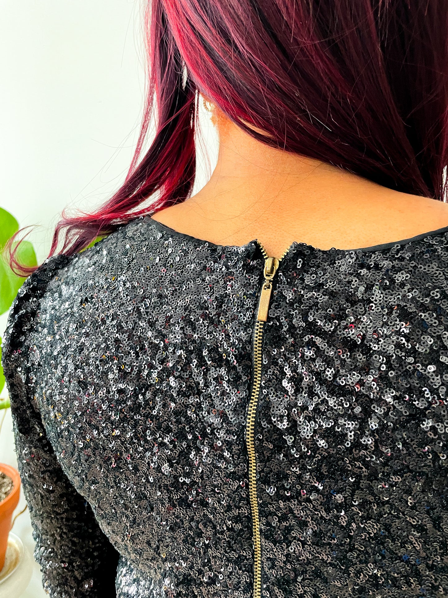 2000s Y2K Vintage Sequinned Golden Hearts Blouse