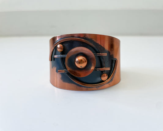 1950s Vintage Copper Modernist Abstract Cuff