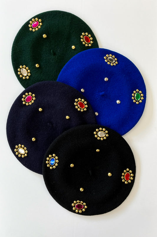 1980s Vintage Gemstone Berets