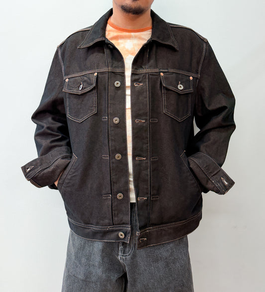 1990s Vintage Dark Copper Black Denim Jacket Made in USA
