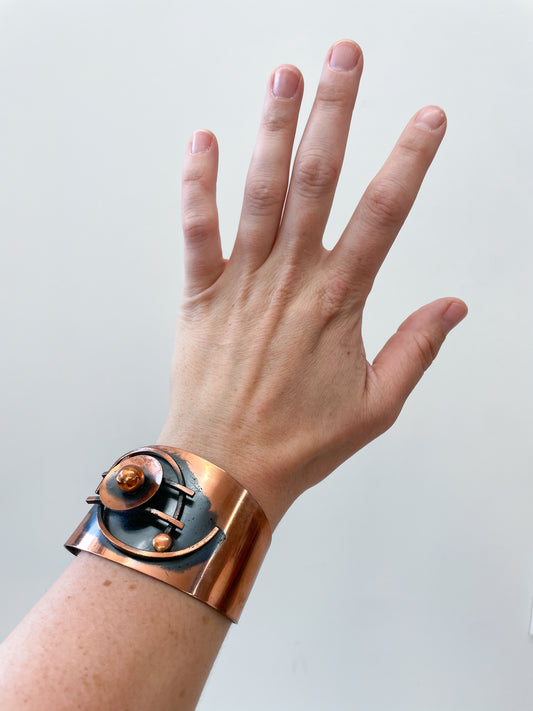 1950s Vintage Copper Modernist Abstract Cuff