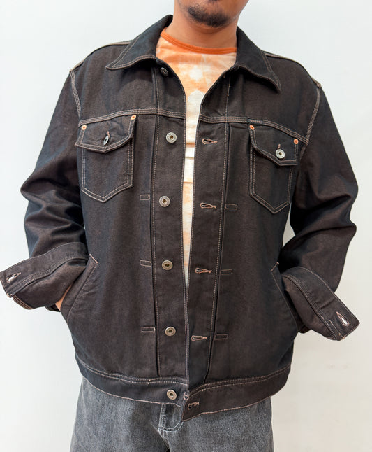 1990s Vintage Dark Copper Black Denim Jacket Made in USA