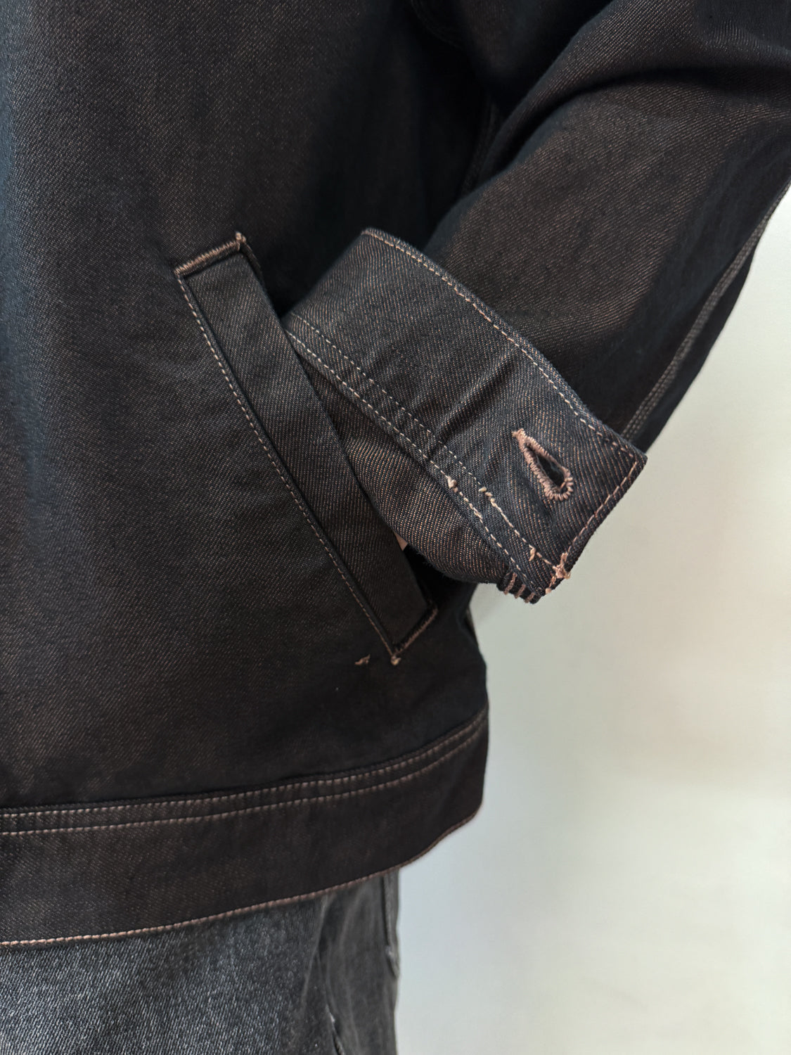 1990s Vintage Dark Copper Black Denim Jacket Made in USA