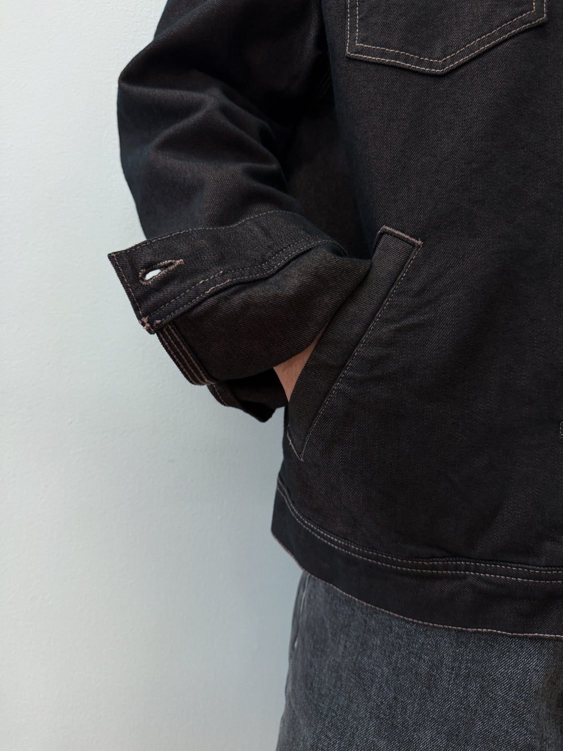 1990s Vintage Dark Copper Black Denim Jacket Made in USA