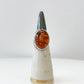 1970s Vintage Sterling and Amber Butterfly Motif Ring