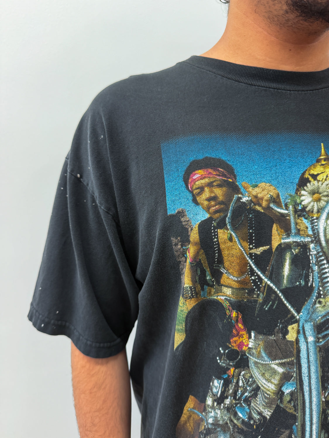 1990s Vintage Jimi Hendrix South Saturn Delta Motorcycle Photo Tee