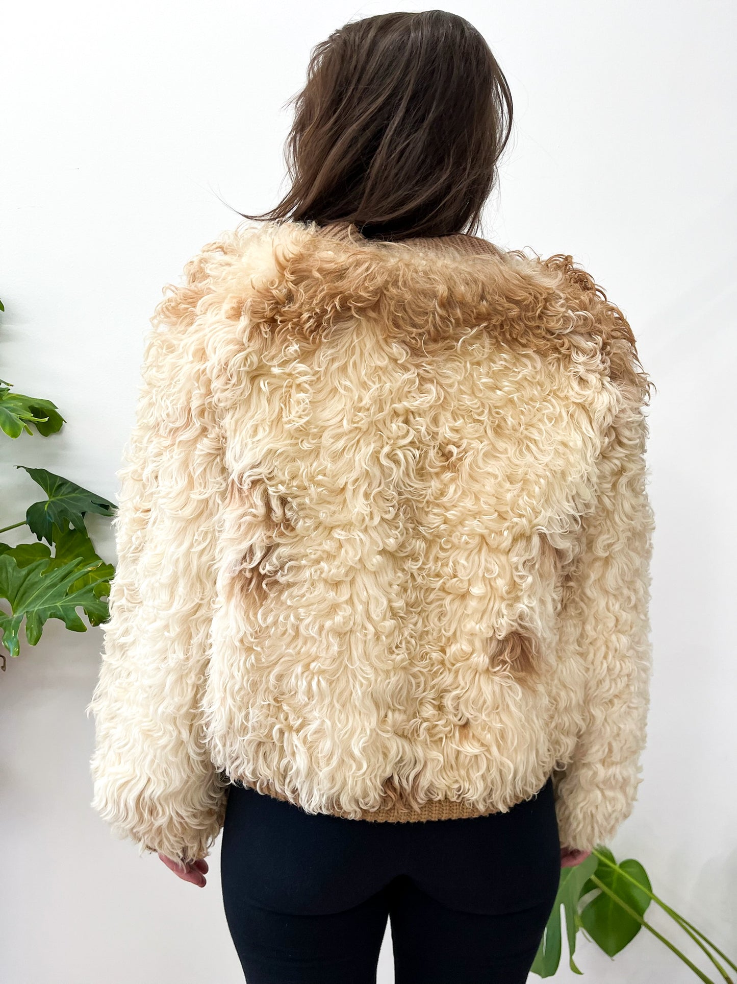 1970s Vintage Curly Mongolian Lamb Short Jacket by Jacobson's