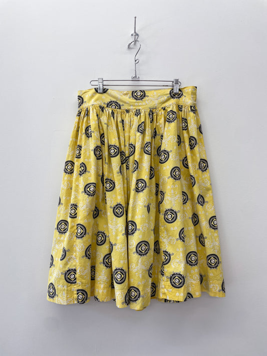 1950s Vintage Medallion Print Handmade Novelty Skirt
