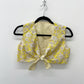 1960s Vintage Yellow Floral Tie Crop Top