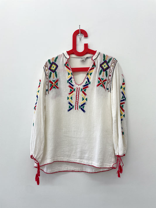 1970s Vintage Indian Cotton Embroidered Blouse