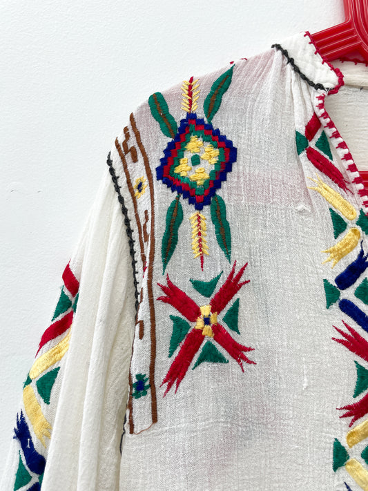 1970s Vintage Indian Cotton Embroidered Blouse