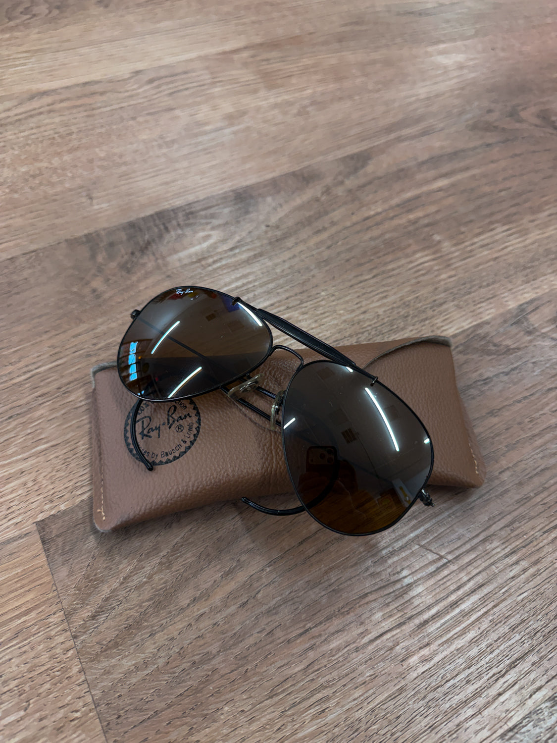1990s Vintage Ray-Ban All Black Aviator Sunglasses Made in USA by