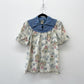 1970s Vintage Mushroom Print Denim Collared Blouse