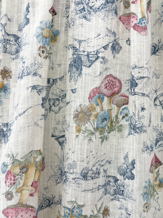 1970s Vintage Mushroom Print Denim Collared Blouse