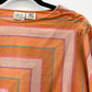 1980s Vintage Square Striped Sunset Cotton Bat Wing Blouse