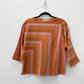 1980s Vintage Square Striped Sunset Cotton Bat Wing Blouse