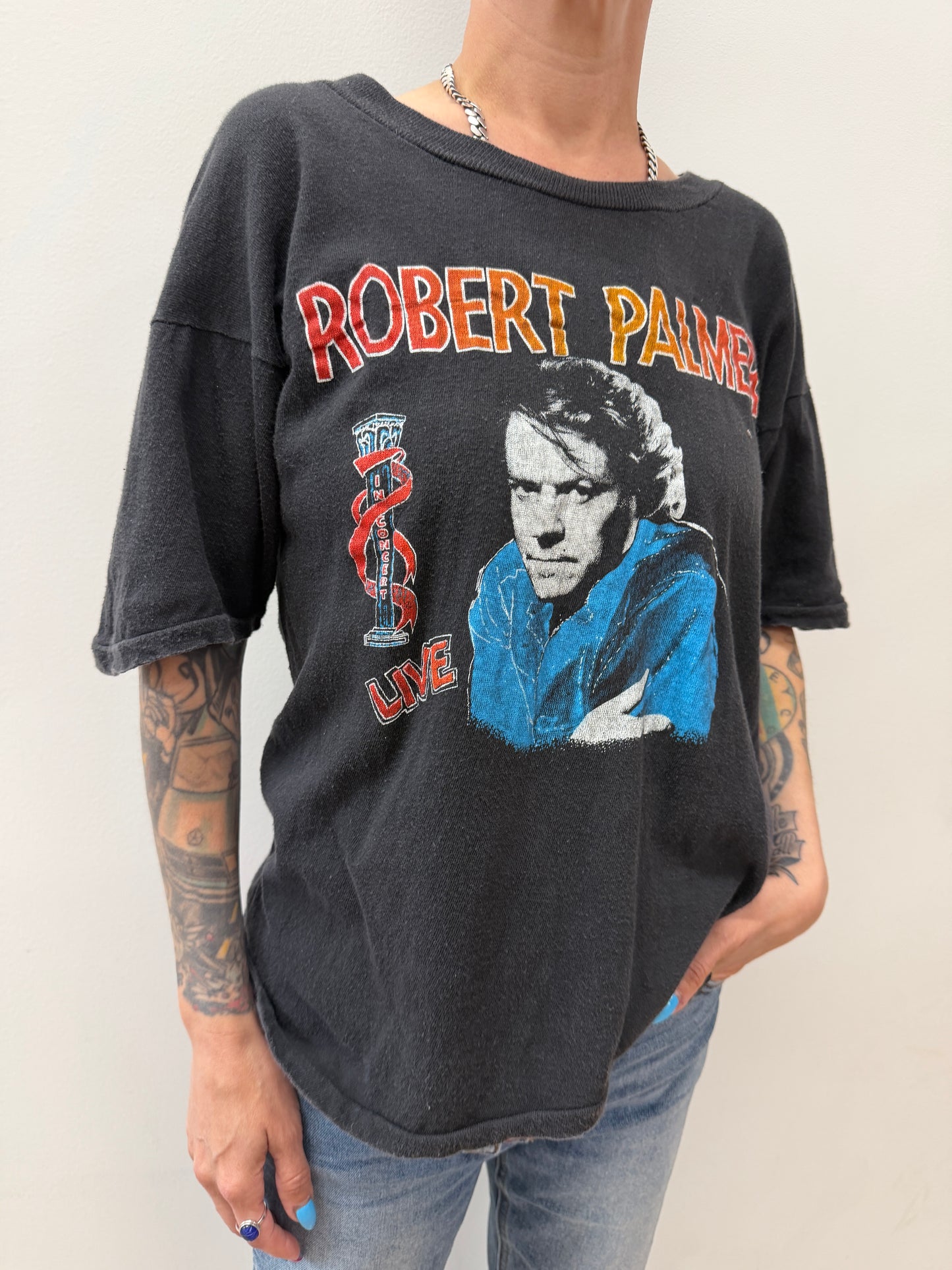 1980s Vintage Robert Palmer Tour Parking Lot Bootleg Tee Shirt