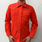 1970 Vintage Mod Orange Disco Western Dagger Collar Shirt