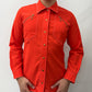 1970 Vintage Mod Orange Disco Western Dagger Collar Shirt