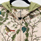 1970s Vintage Birds and Trees Nature Botanical Print Hooded Zip Up Jacket
