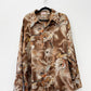 1970s Vintage D'Avita Brown Painterly Florals Dagger Collar Disco Shirt