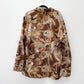 1970s Vintage D'Avita Brown Painterly Florals Dagger Collar Disco Shirt
