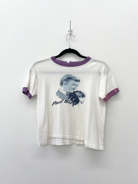 1970s Vintage Paul Baby Cropped Ringer Tee Shirt