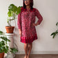 1970s Vintage Indian Cotton Rose Block Print Tunic Dress