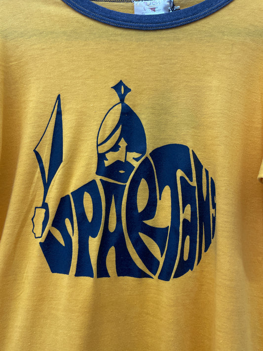 1970s Vintage Spartans Yellow & Blue Athletic Ringer Tee