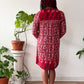 1970s Vintage Indian Cotton Rose Block Print Tunic Dress