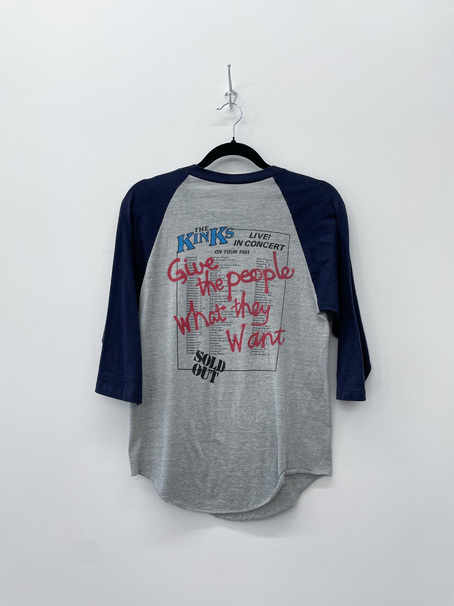 1981 Vintage The Kinks USA Tour "Give The People What They Want" Raglan Tee Shirt