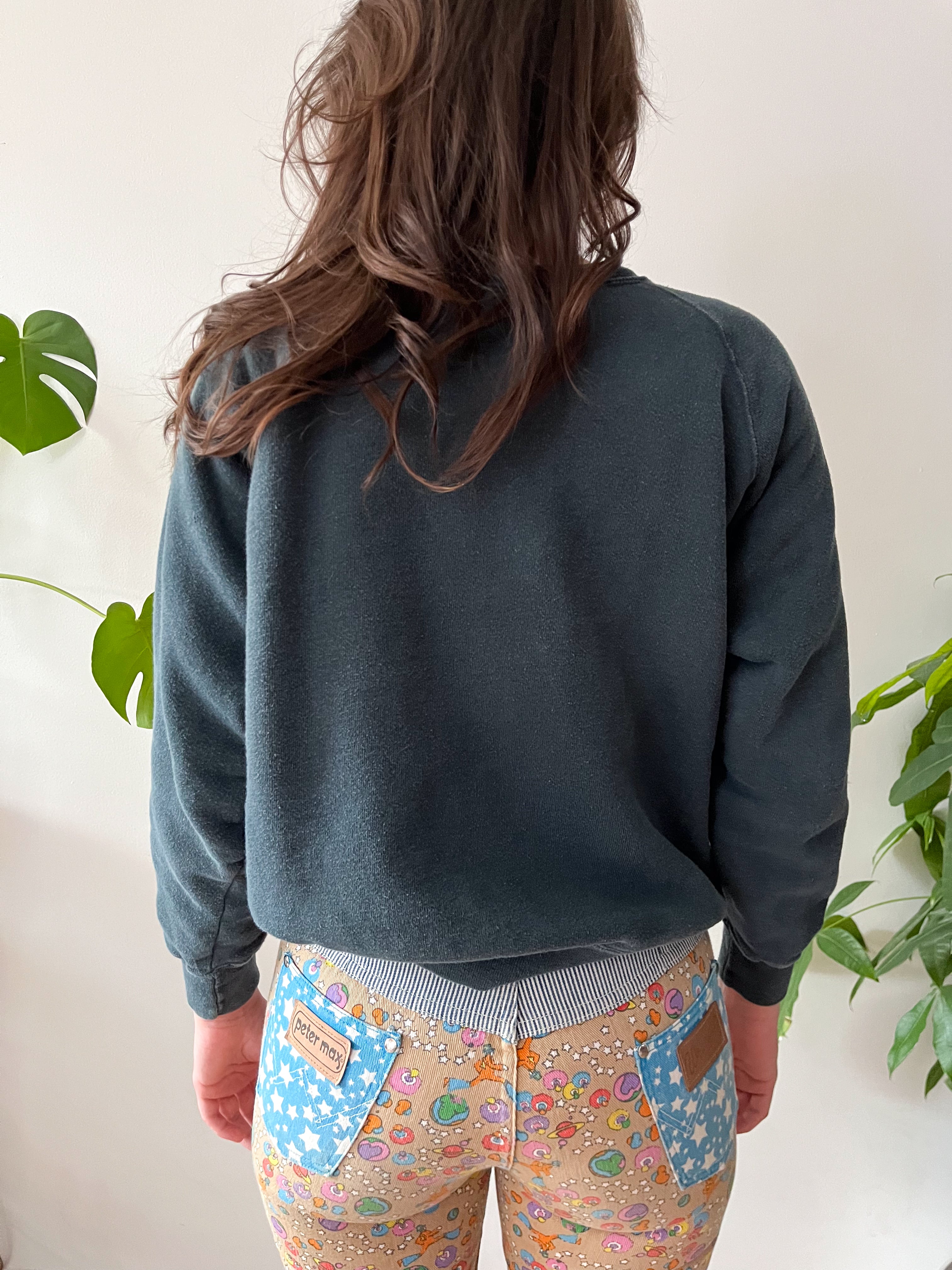 1960s Vintage I'm A Phi Man Flocked Gusseted Crewneck Sweatshirt