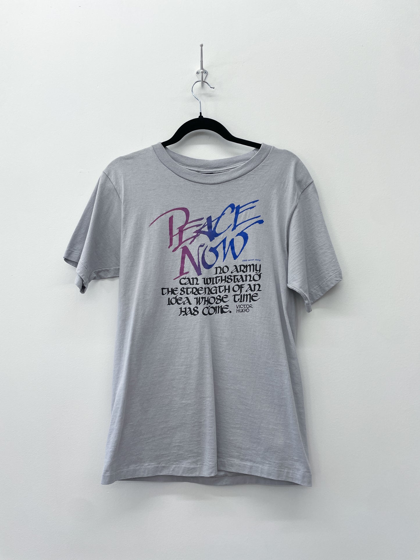 1989 Vintage Peace Now Victor S Hugo Tee Shirt 1980s