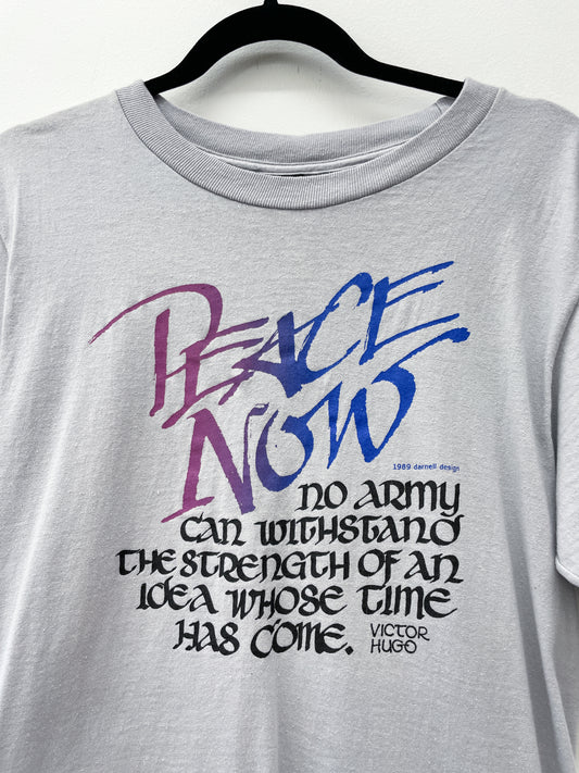 1989 Vintage Peace Now Victor S Hugo Tee Shirt 1980s