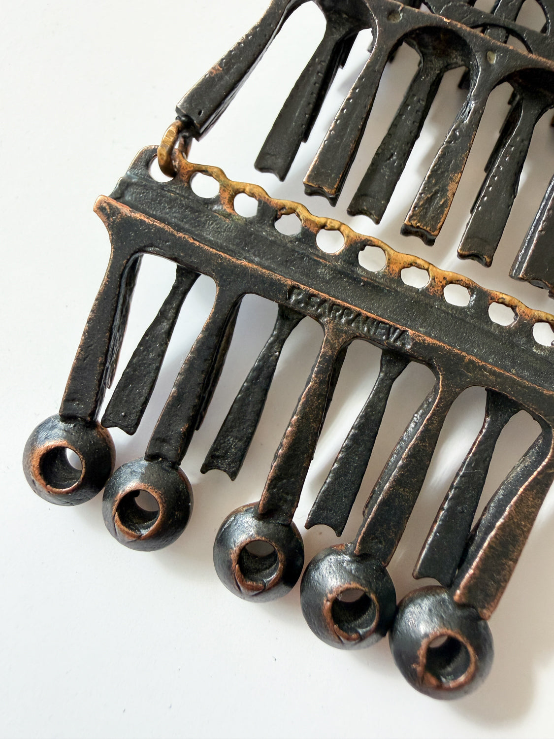 1960s Vintage Mid-Century Brutalist Copper Statement Owl Necklace by Pentti Sarpaneva