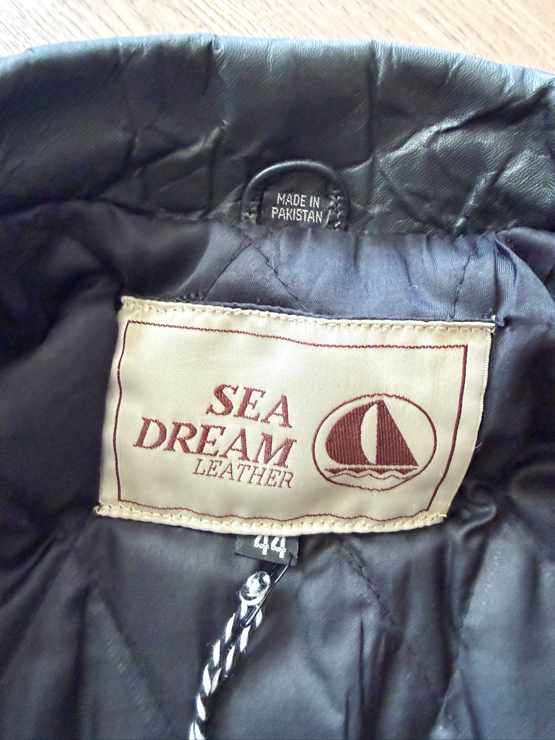 1980s Vintage Black Leather Quilted Motorcycle Jacket by Sea Dream