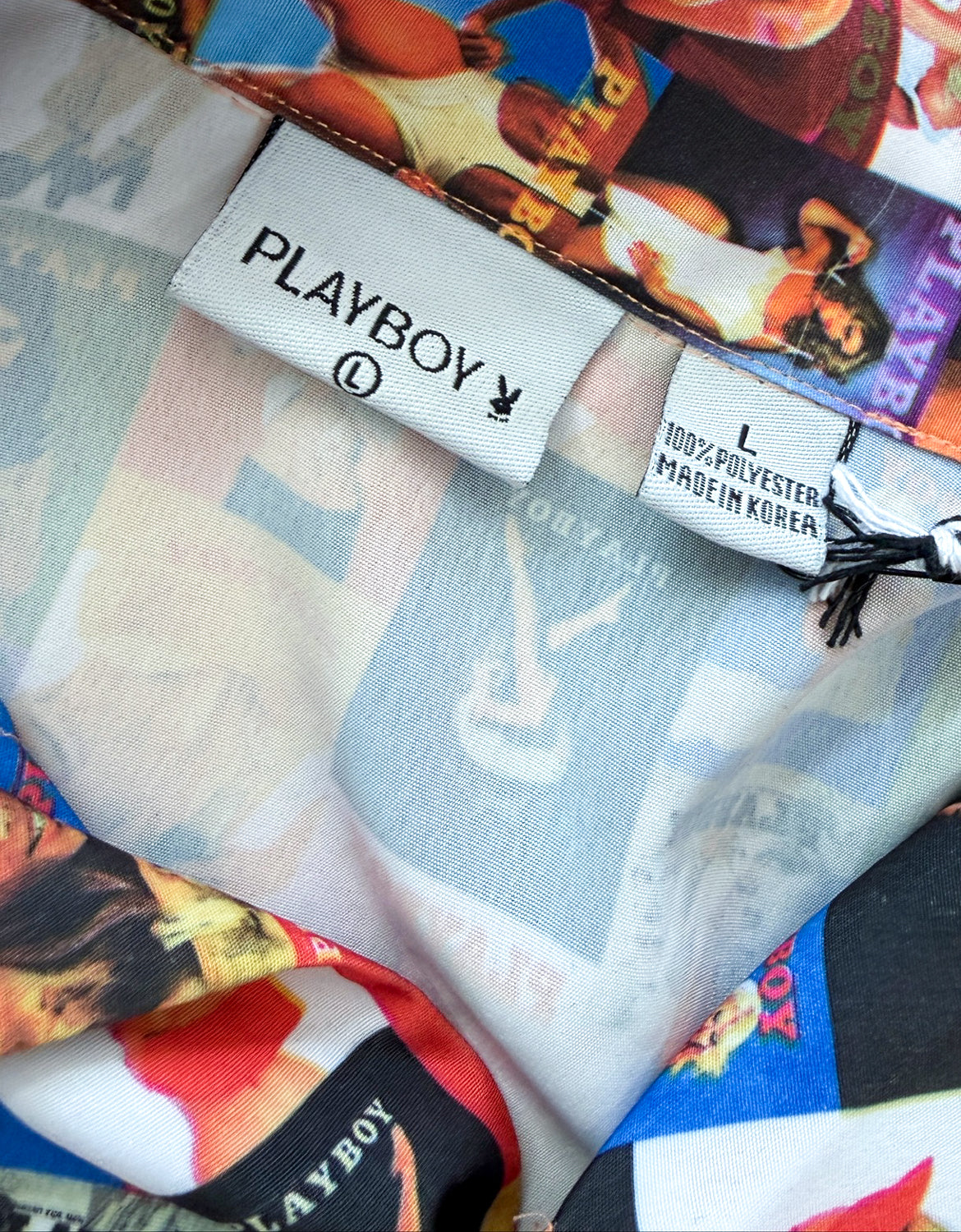 Y2K Vintage Bootleg Playboy Magazine Cover Girl Graphic Button Up 2000s