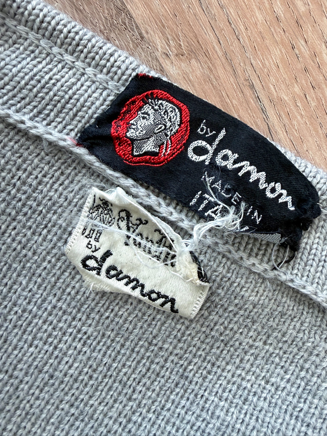 1950s Vintage Italian Knit Grayscale Cardigan Sweater by Damon