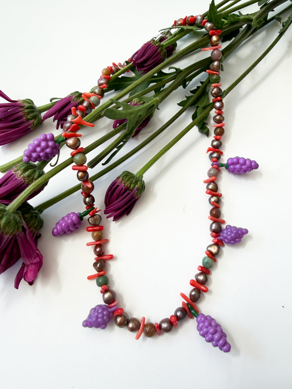 Grapes! Beaded Charm Necklace | Erin Wakeland Studio