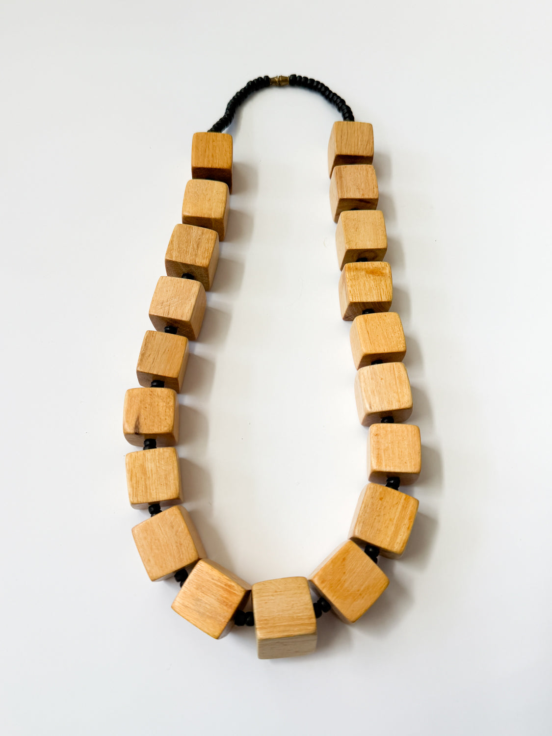 1980s Vintage Wooden Cube Blocks Necklace