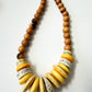 1980s Vintage Charcuterie Statement Wooden Beaded Necklace